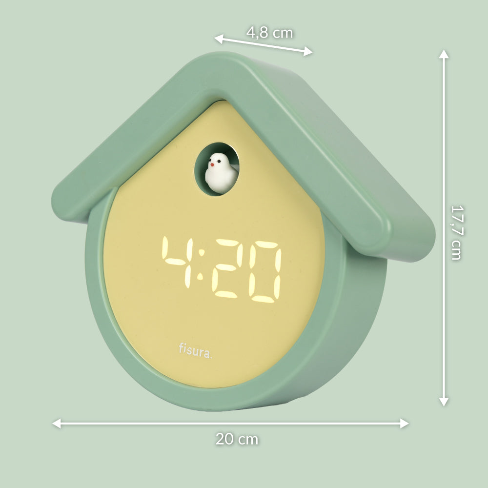 Reloj cuco digital menta y beige