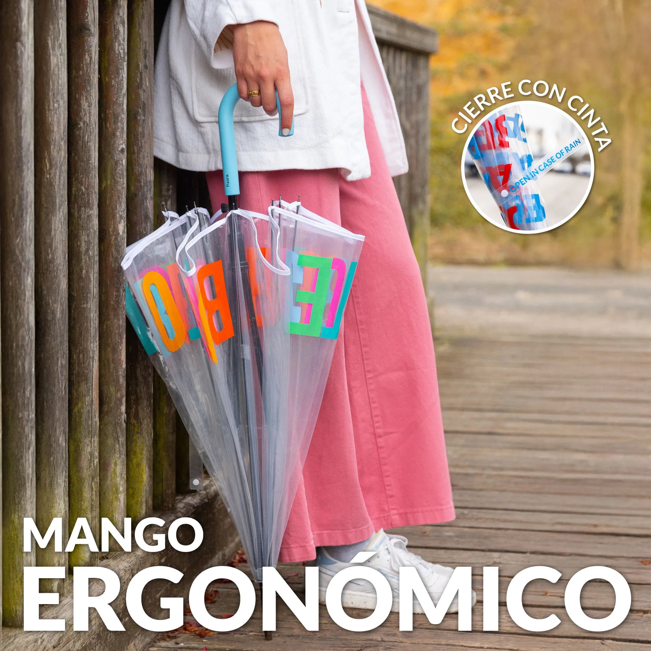 Paraguas transparente “Born to be cute”
