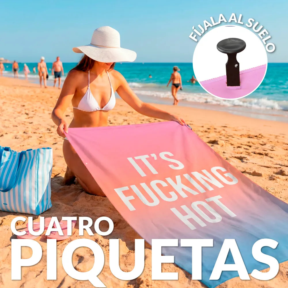 Toalla playa "it's fucking hot" degradado