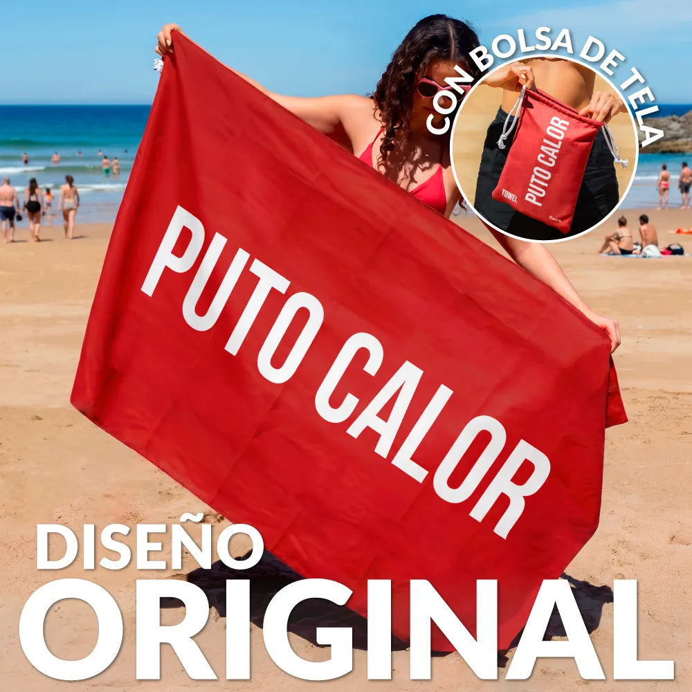 Toalla playa "puto calor" rojo