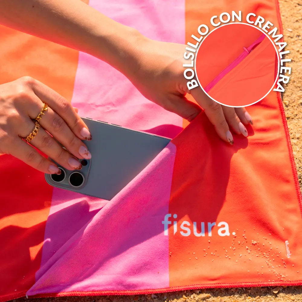 Toalla playa "better late than ugly" rosa y rojo