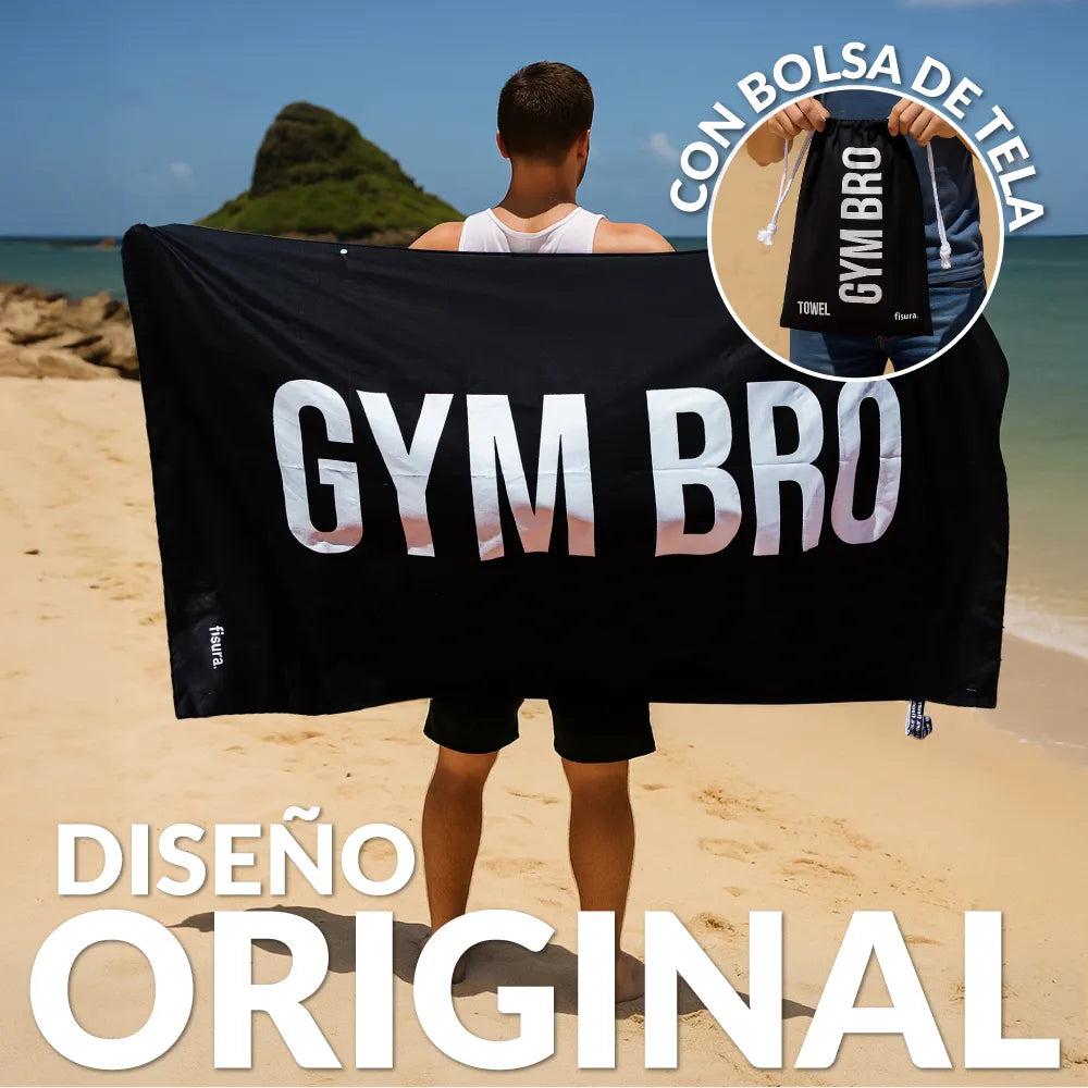 Toalla playa "gym bro" negro y blanco