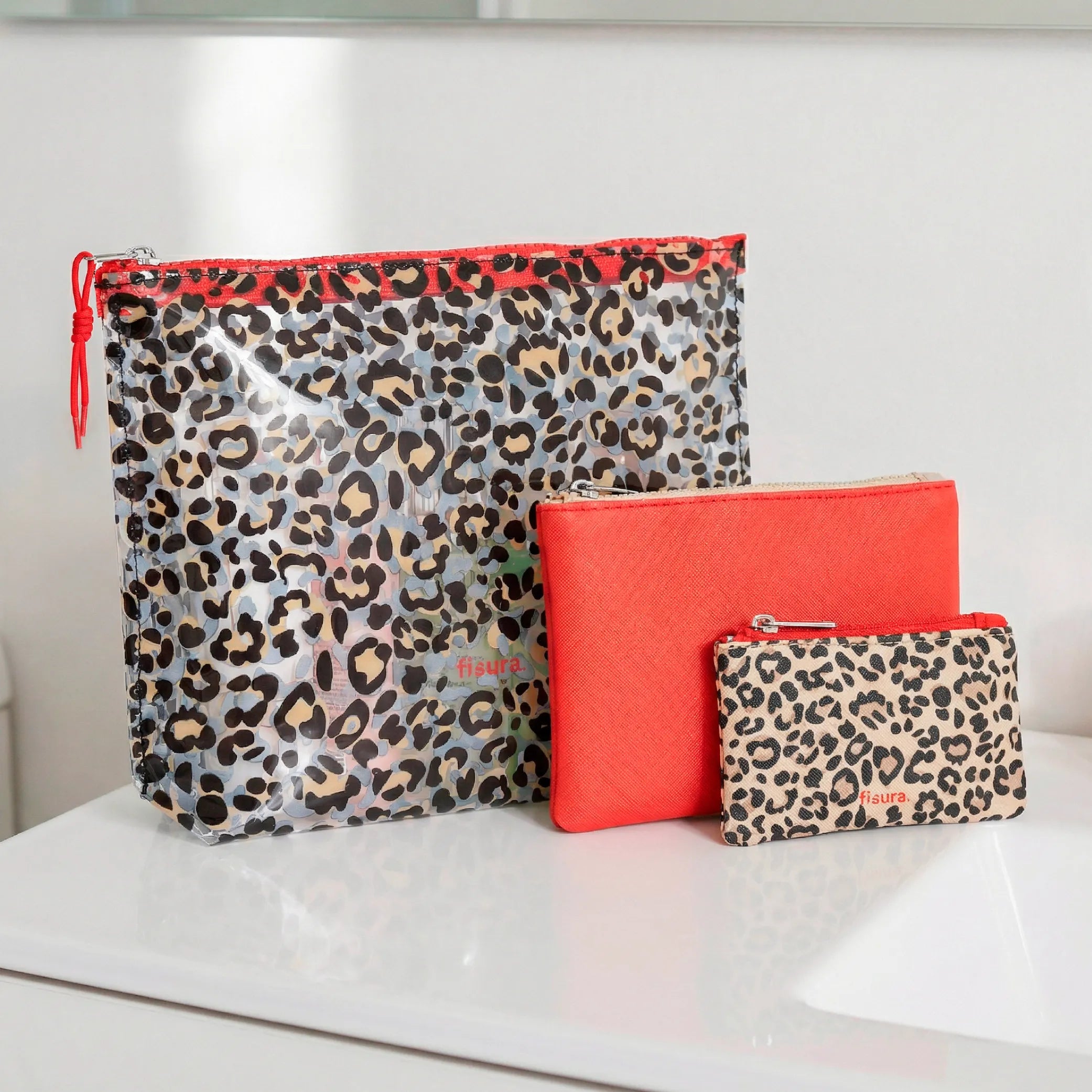 Trousse de toilette triple “Leopardo”