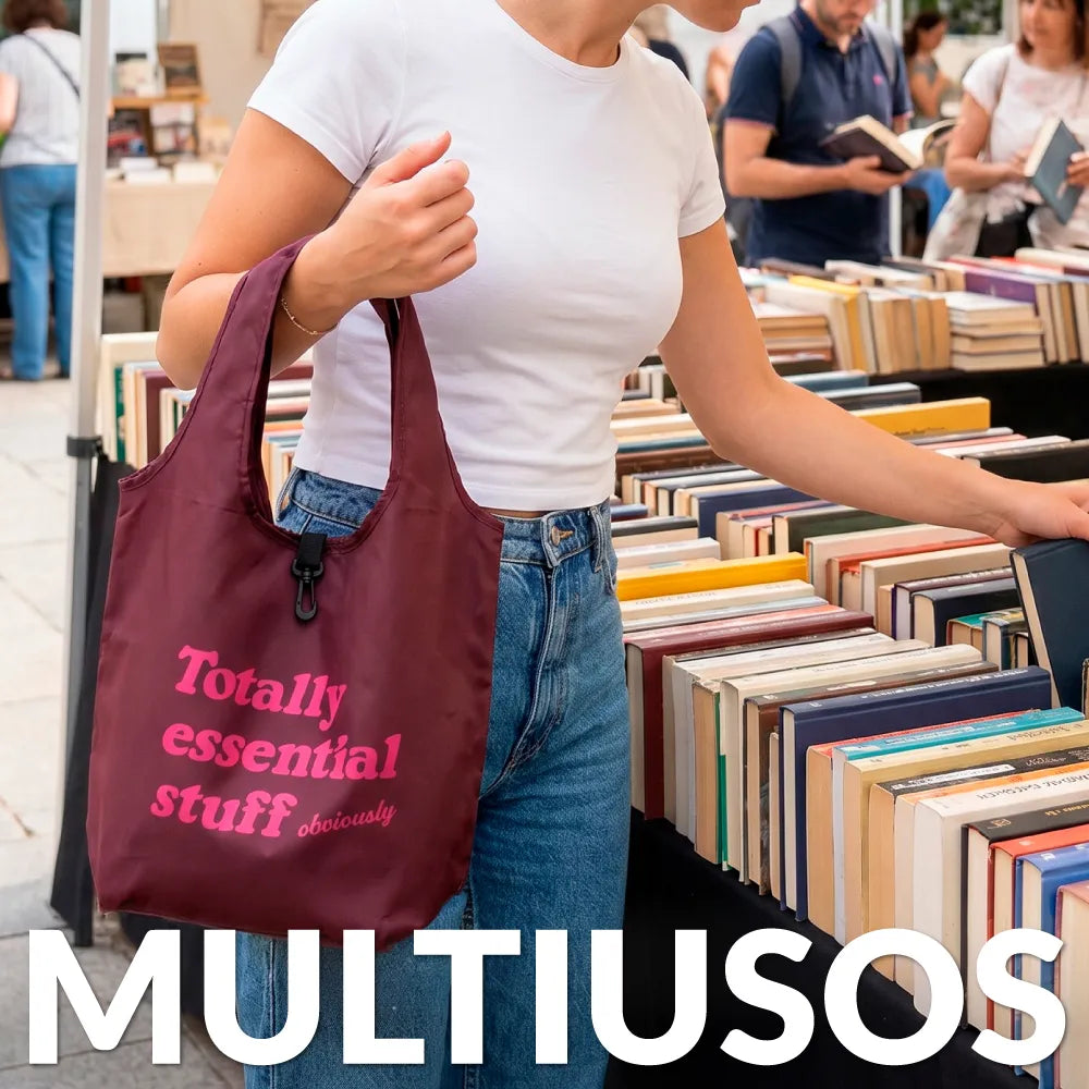Bolsa compra plegable "Totally essential stuff obviously"