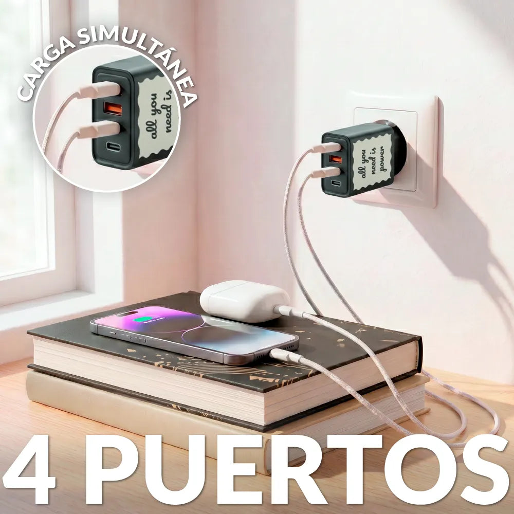 Cargador 4 puertos "All you need is power"