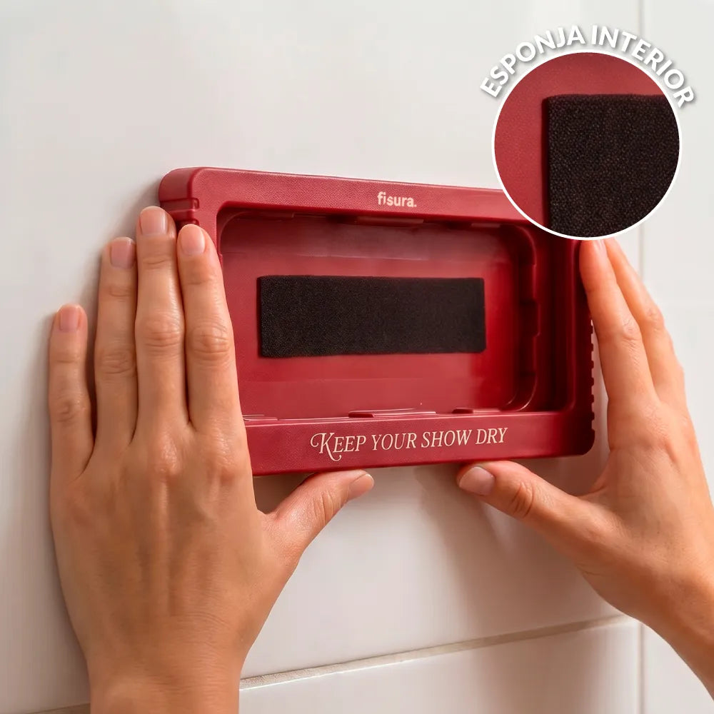 Soporte de pared para movil "keep your show dry"