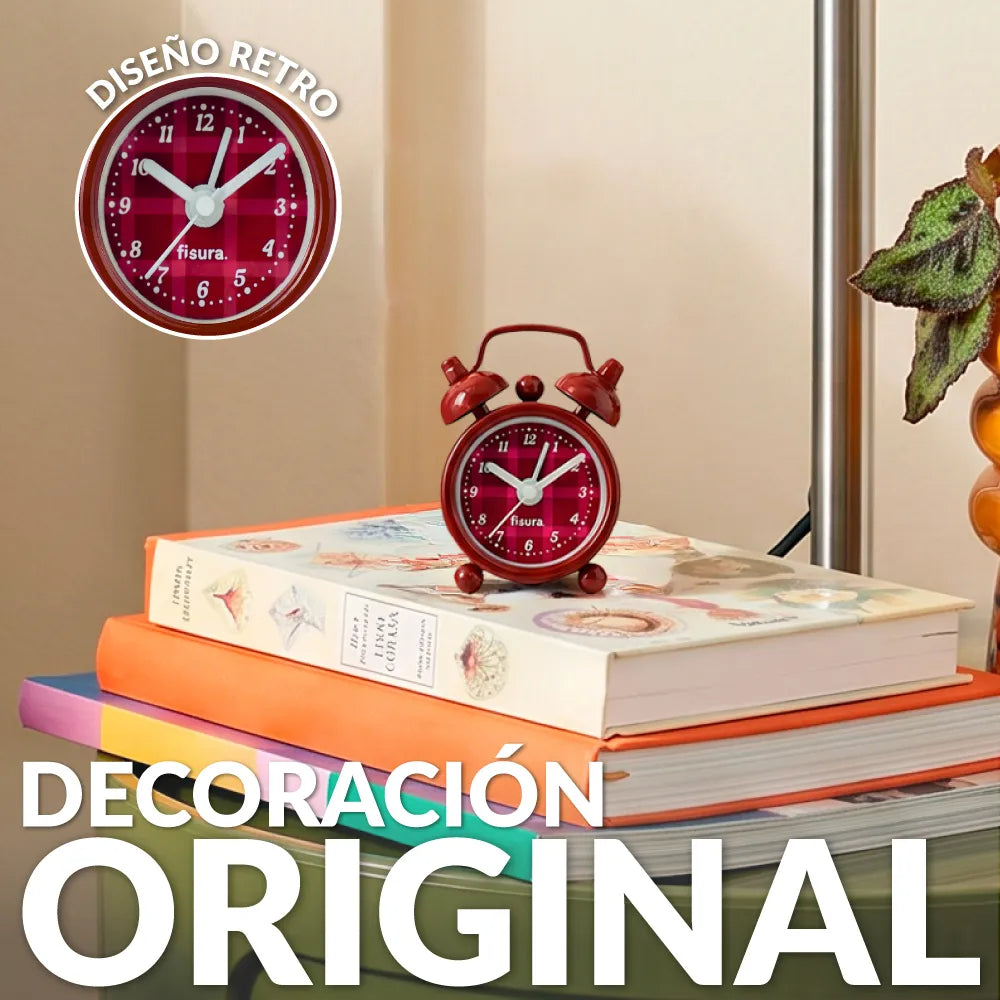 Reloj despertador retro mini granate
