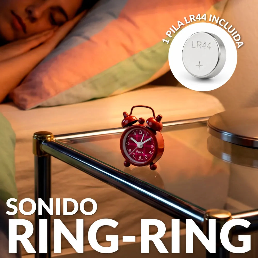 Reloj despertador retro mini granate