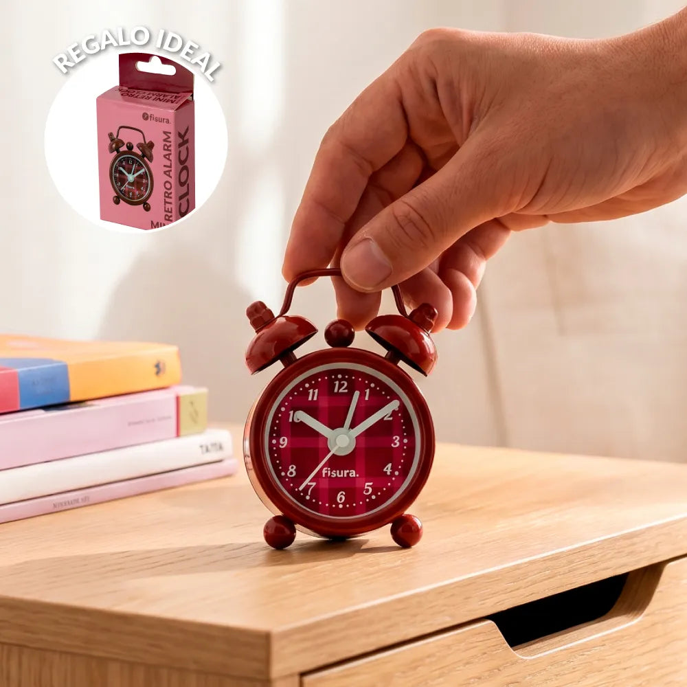 Reloj despertador retro mini granate