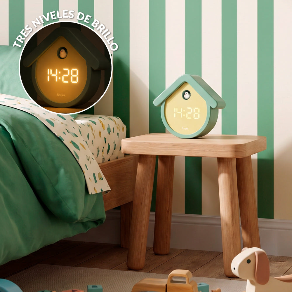 Reloj cuco digital menta y beige