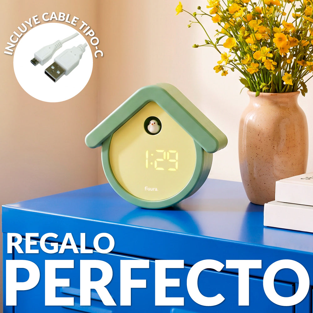 Reloj cuco digital menta y beige
