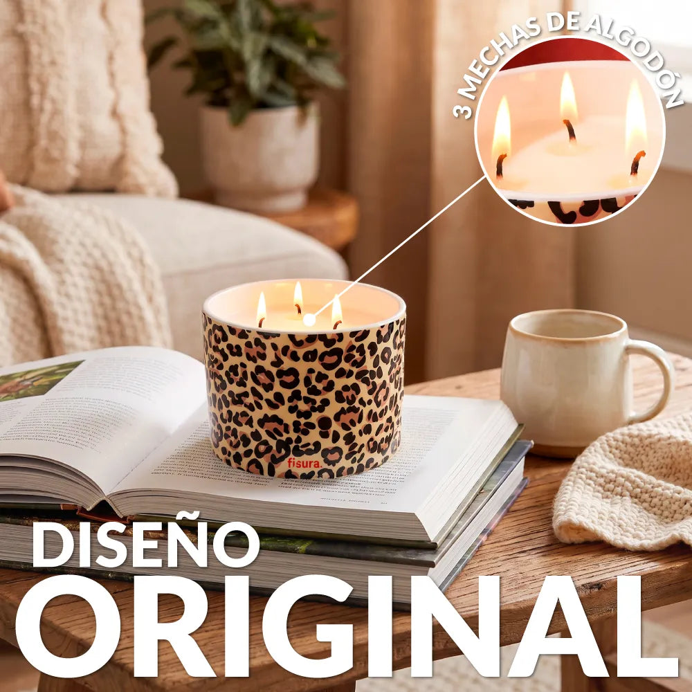 Bougie en céramique avec couvercle “Leopardo” – cèdre
