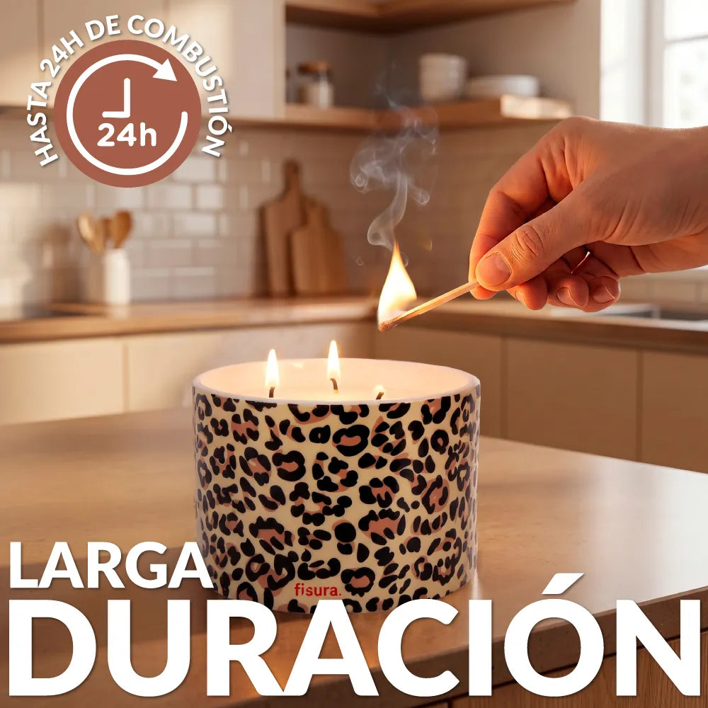 Bougie en céramique avec couvercle “Leopardo” – cèdre