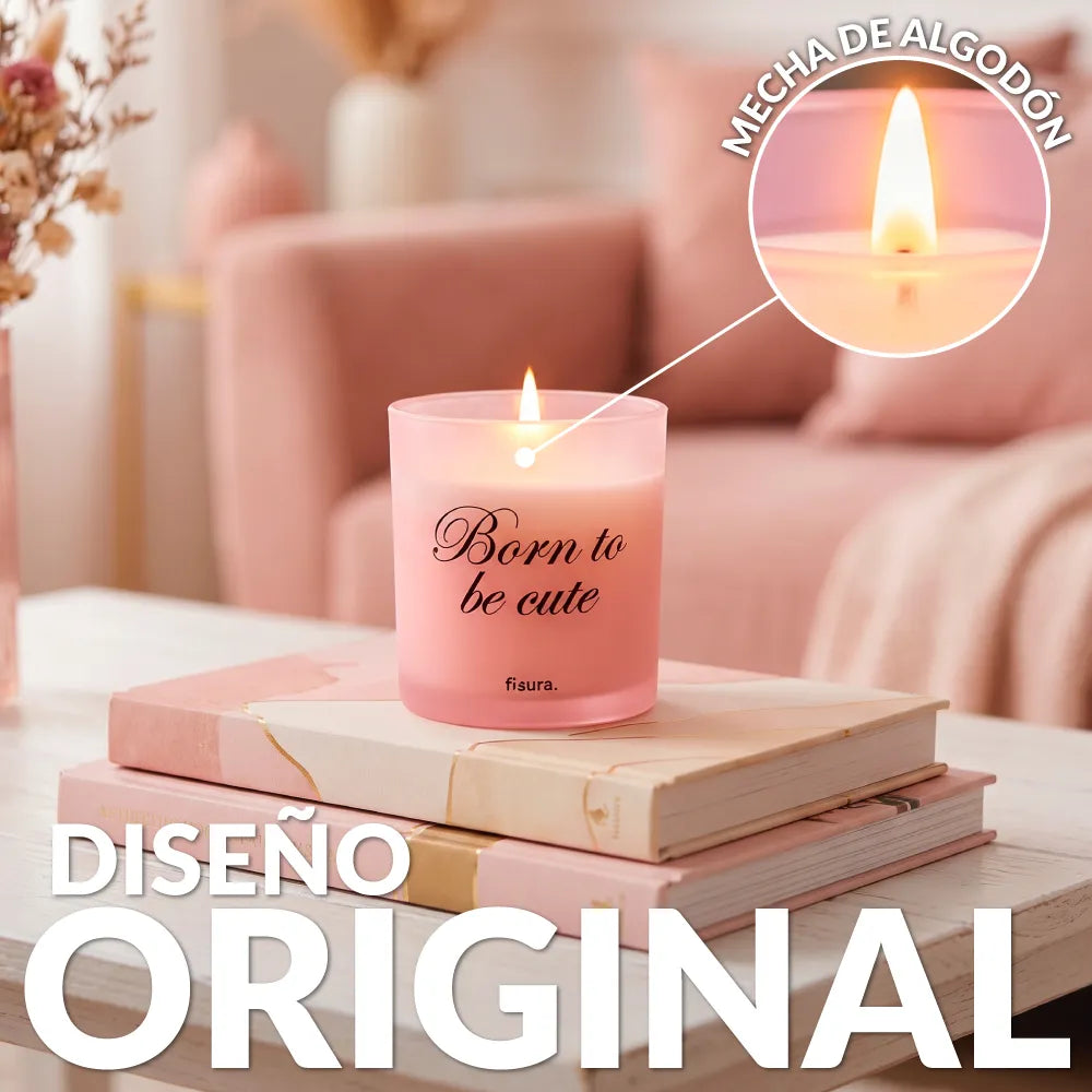 Bougie en verre “Born to be cute” – coton
