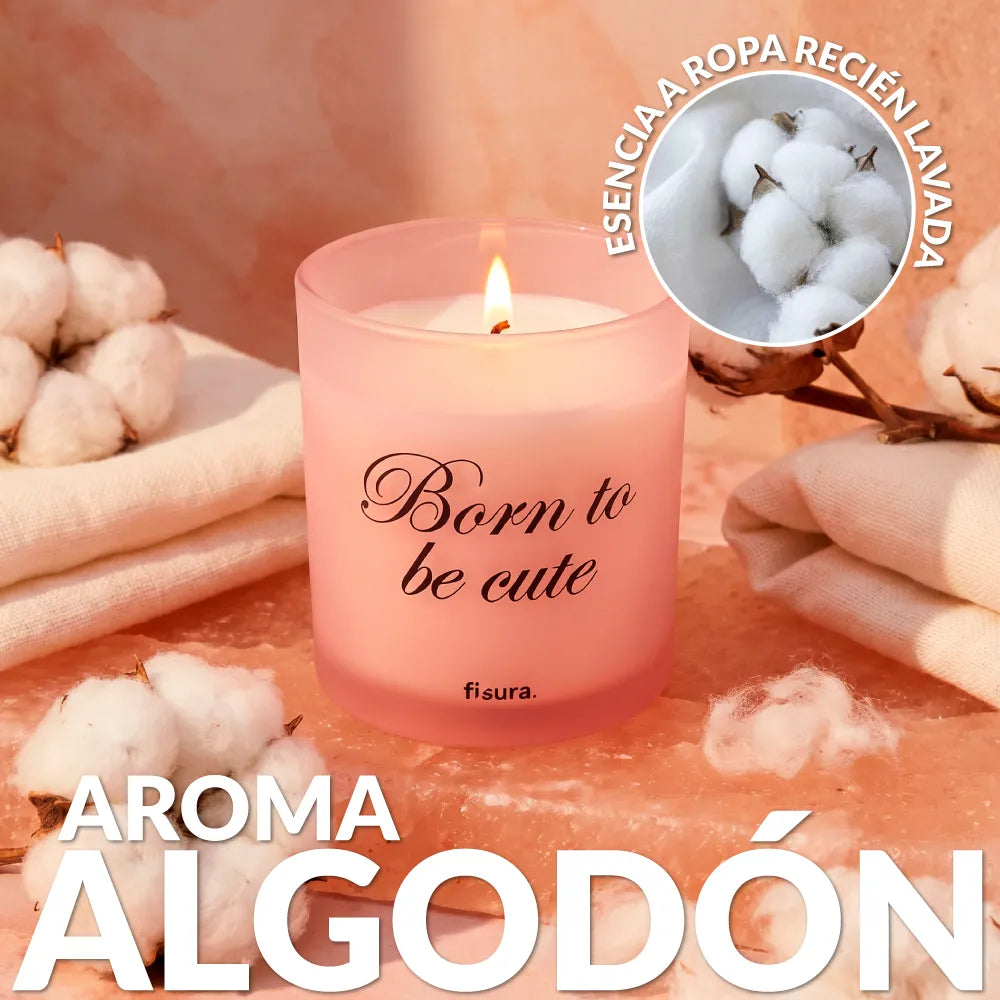 Bougie en verre “Born to be cute” – coton