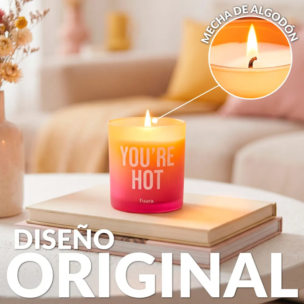 Bougie en verre “You’re hot” – cuir