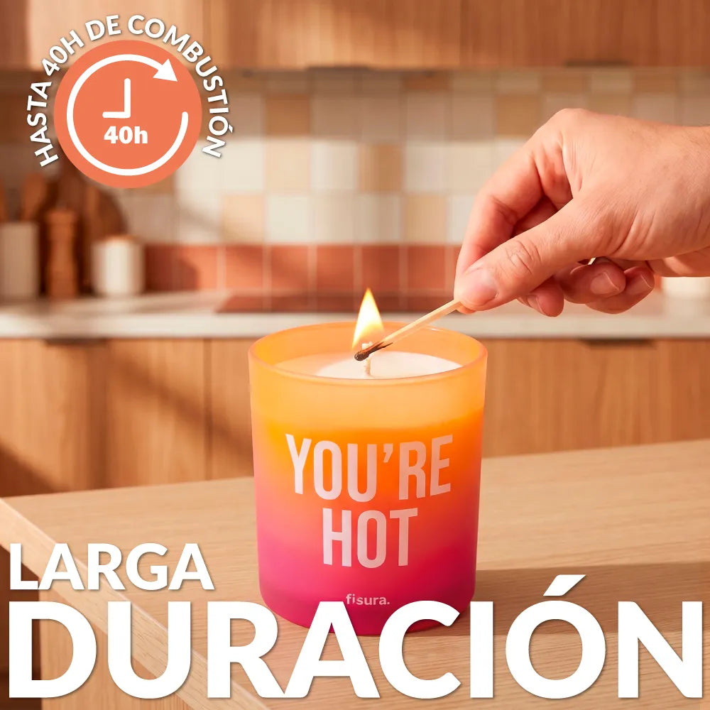 Bougie en verre “You’re hot” – cuir
