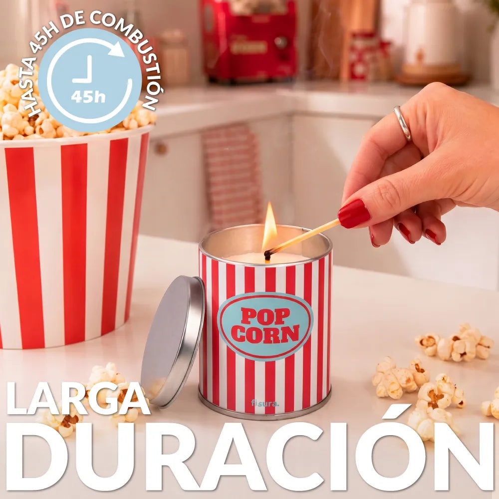Vela en lata de metal “Pop corn” – palomitas de mantequilla