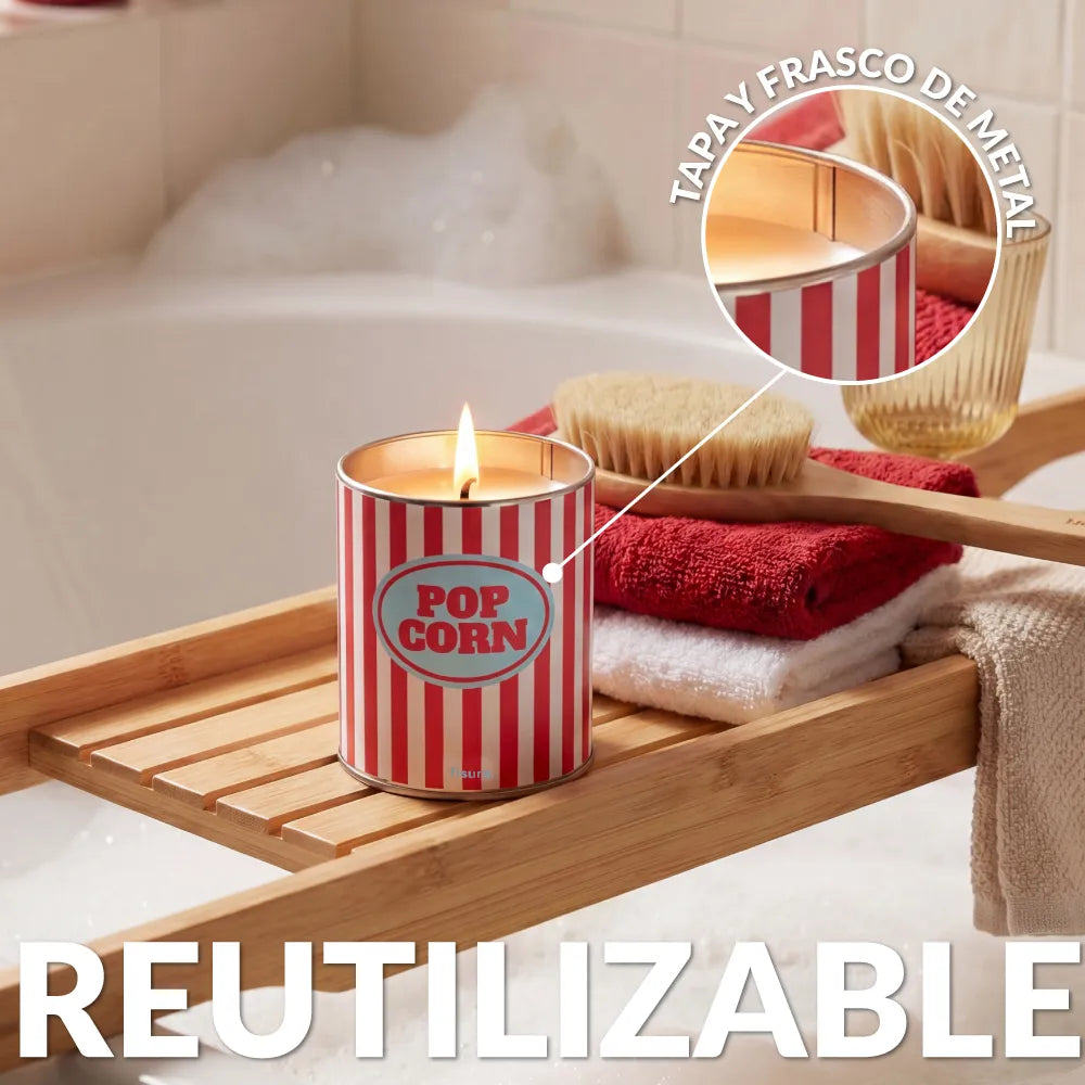 Vela en lata de metal “Pop corn” – palomitas de mantequilla