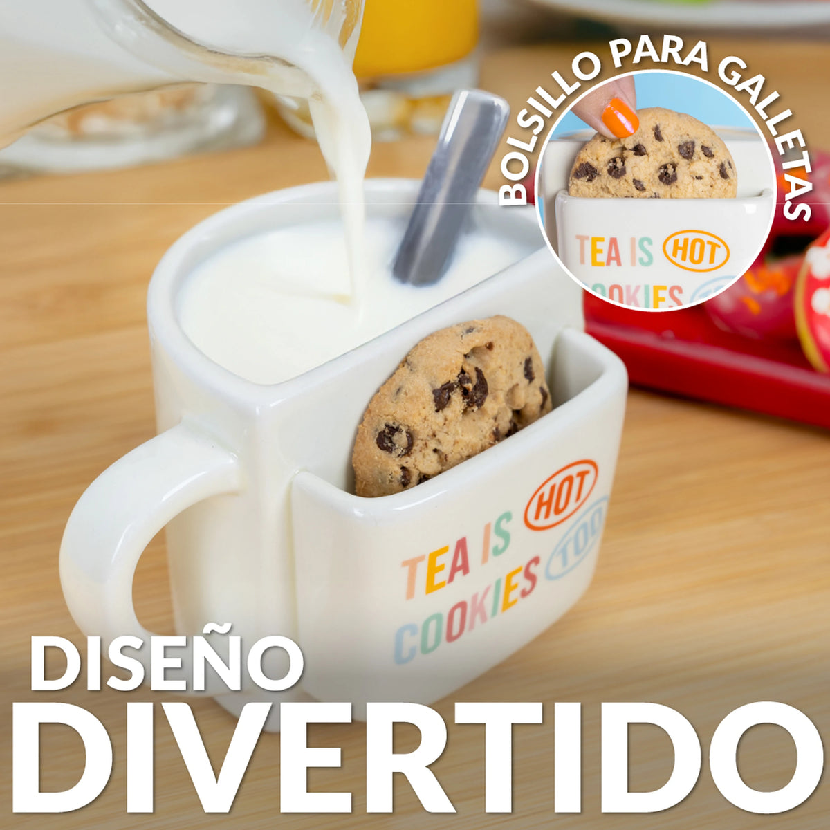 Taza bolsillo "Tea is hot cookies too"