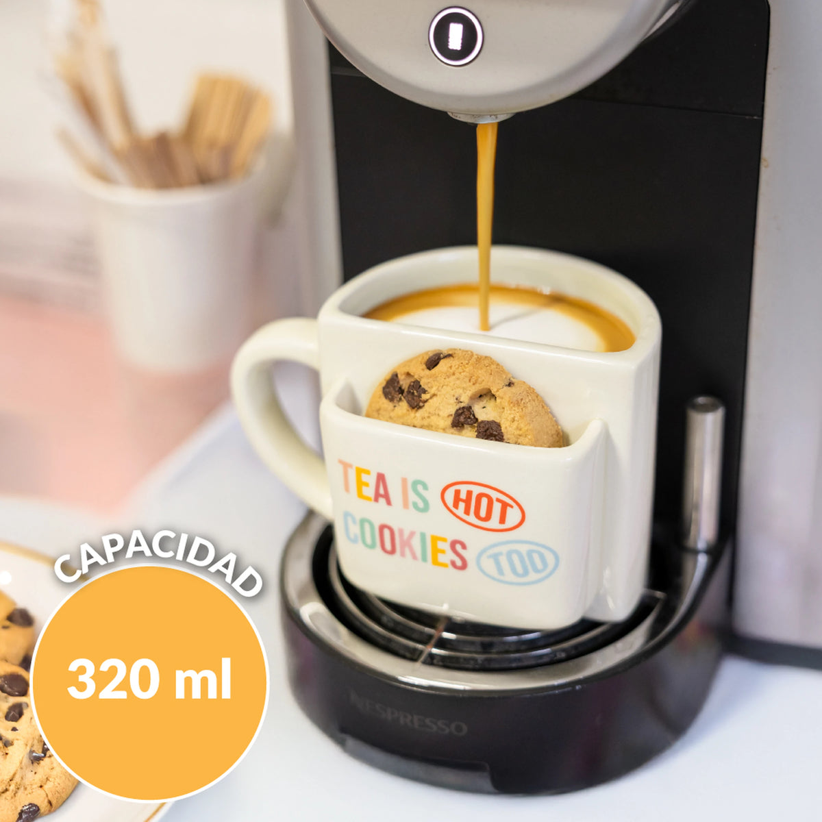Taza bolsillo "Tea is hot cookies too"
