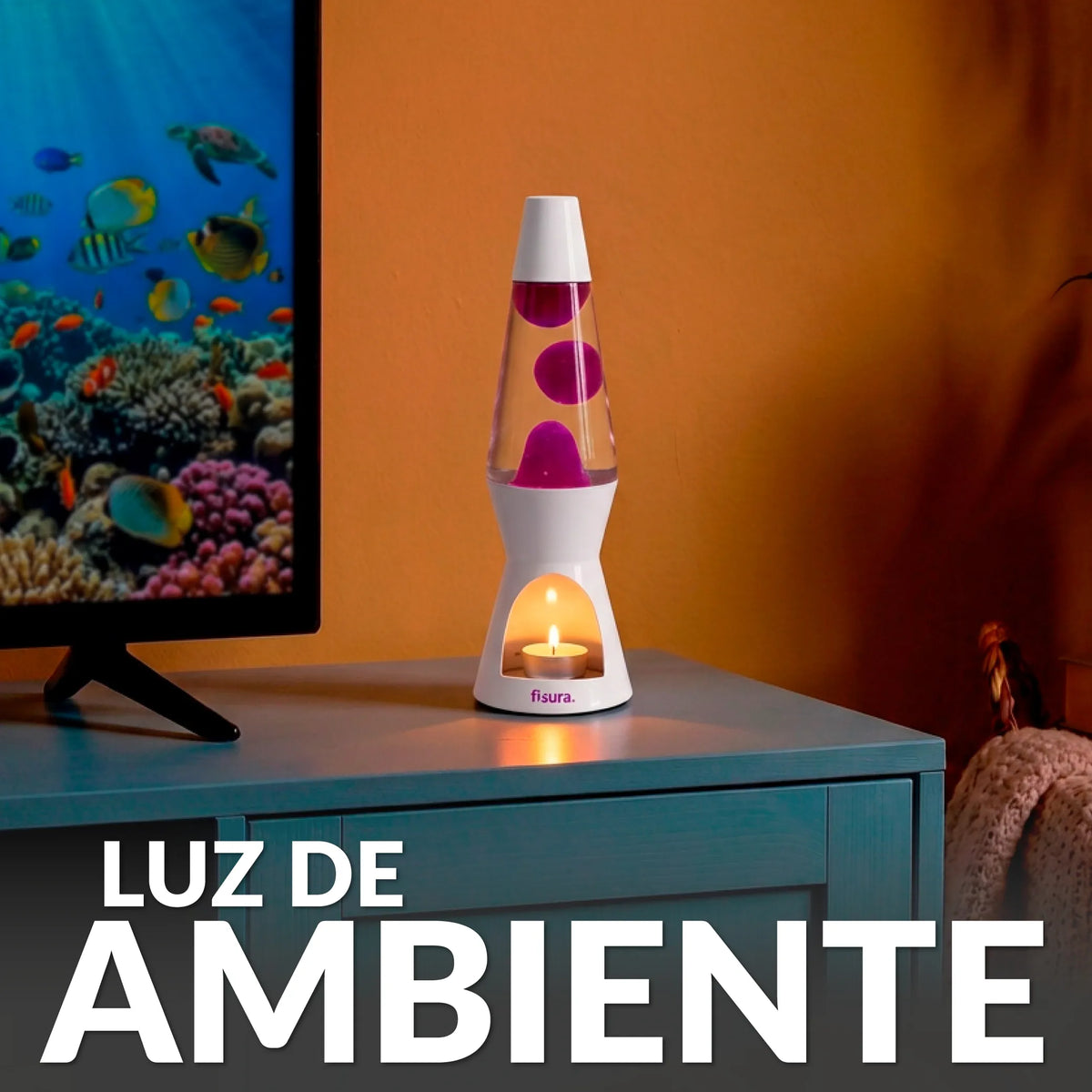 Lámpara de lava vela rosa