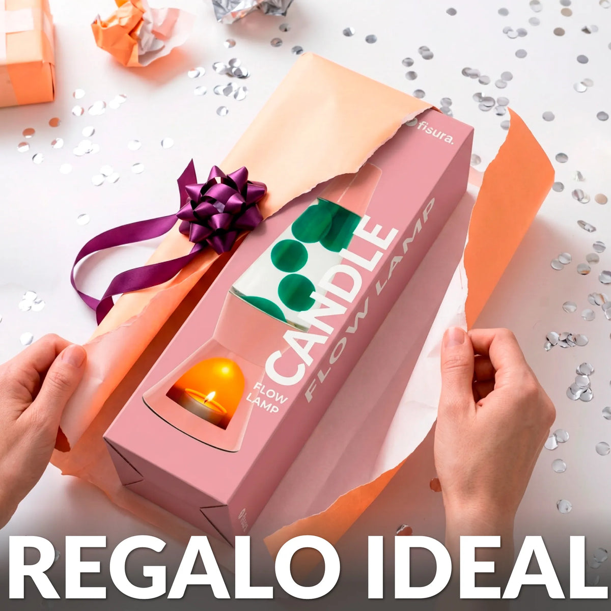 Lámpara de lava vela verde y rosa