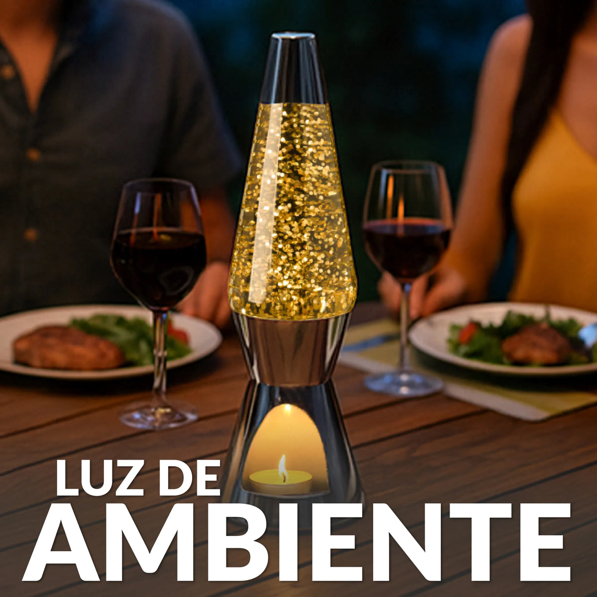Lámpara de lava vela purpurina