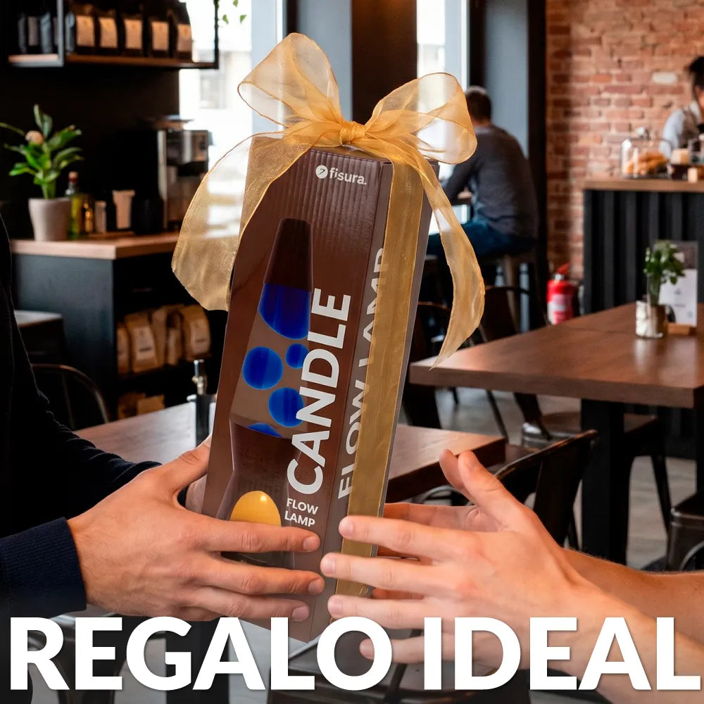 Lámpara de lava vela marrón y azul