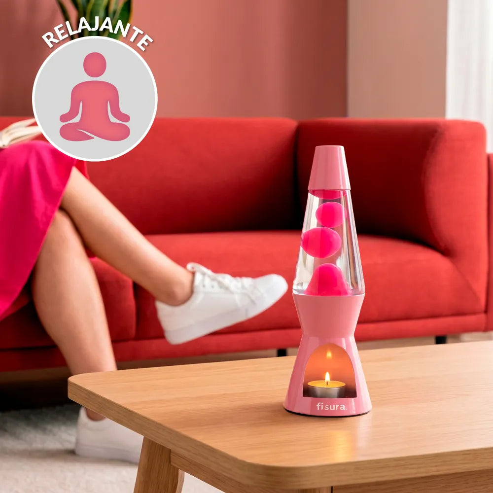 Lámpara de lava vela rosa