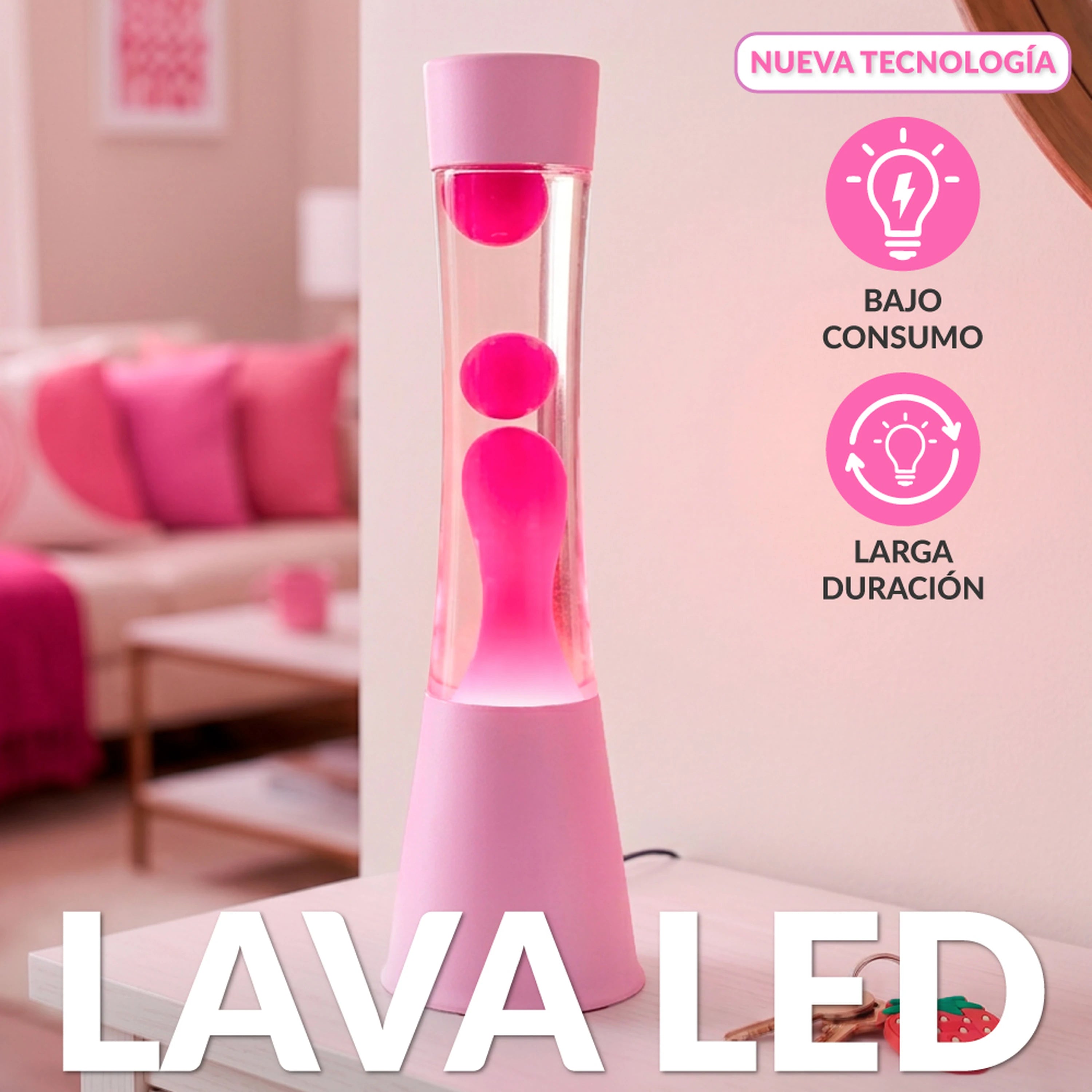 Lámpara de lava LED rosa