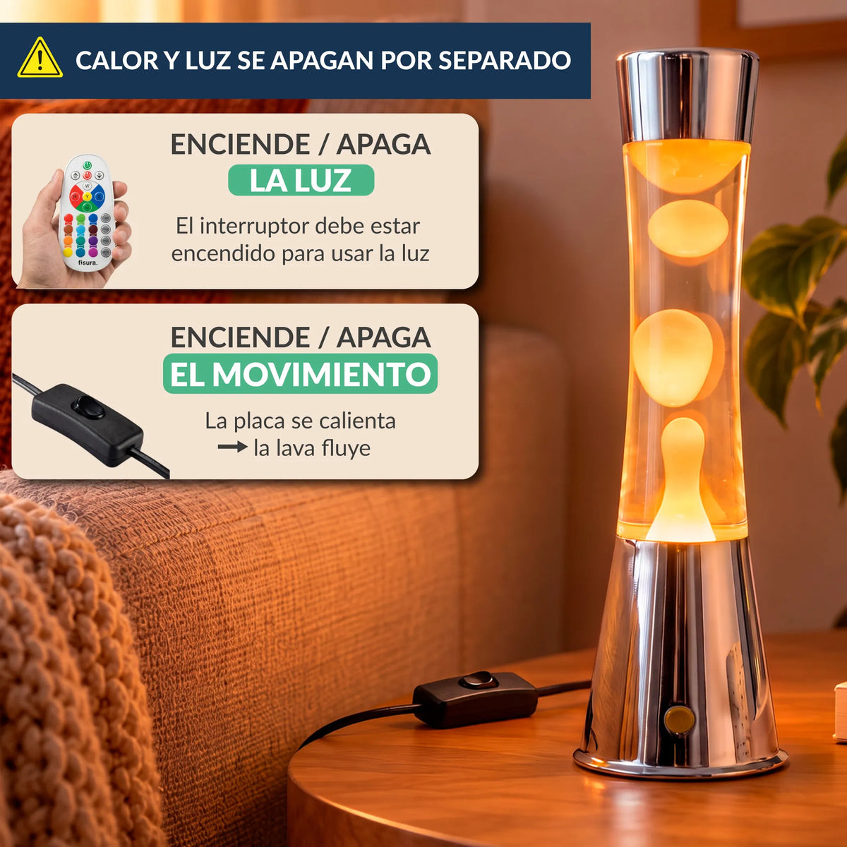 Lámpara de lava LED RGB cromo