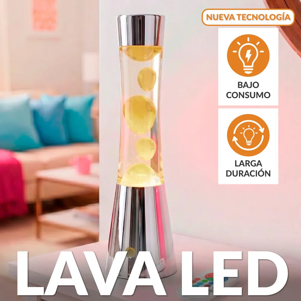 Lámpara de lava LED RGB cromo