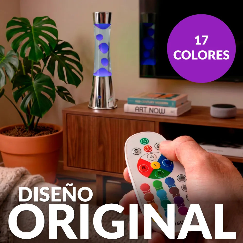 Lámpara de lava LED RGB cromo