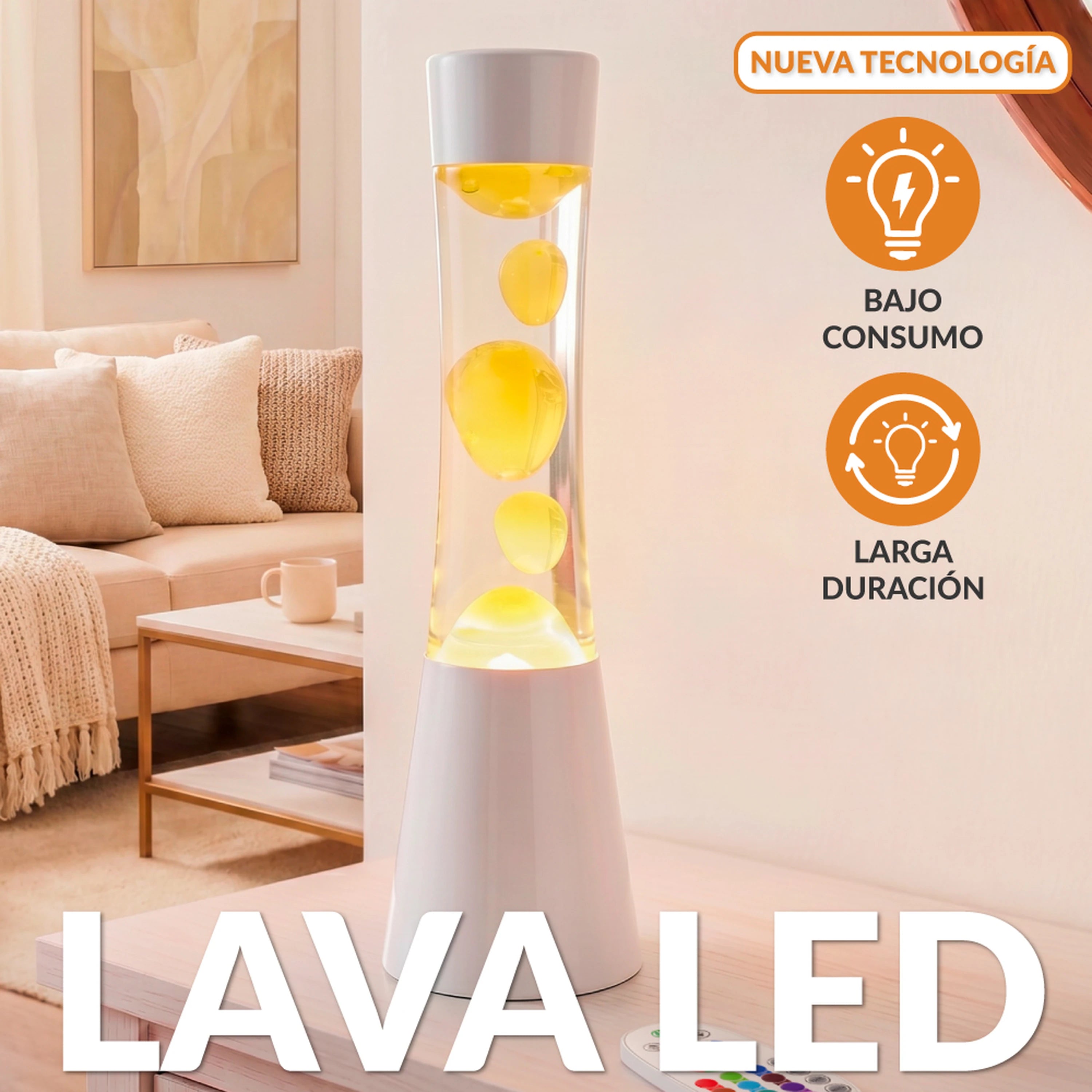Lampara de lava tower 2.0 LED RGB blanca