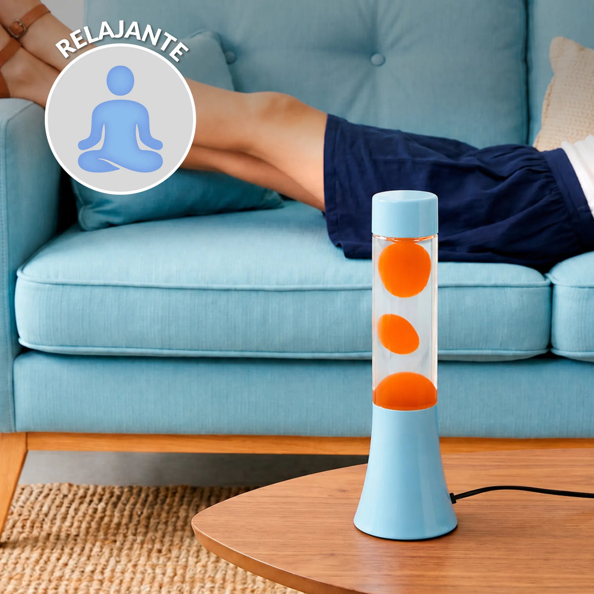 Lámpara de lava azul y naranja de 30 cm