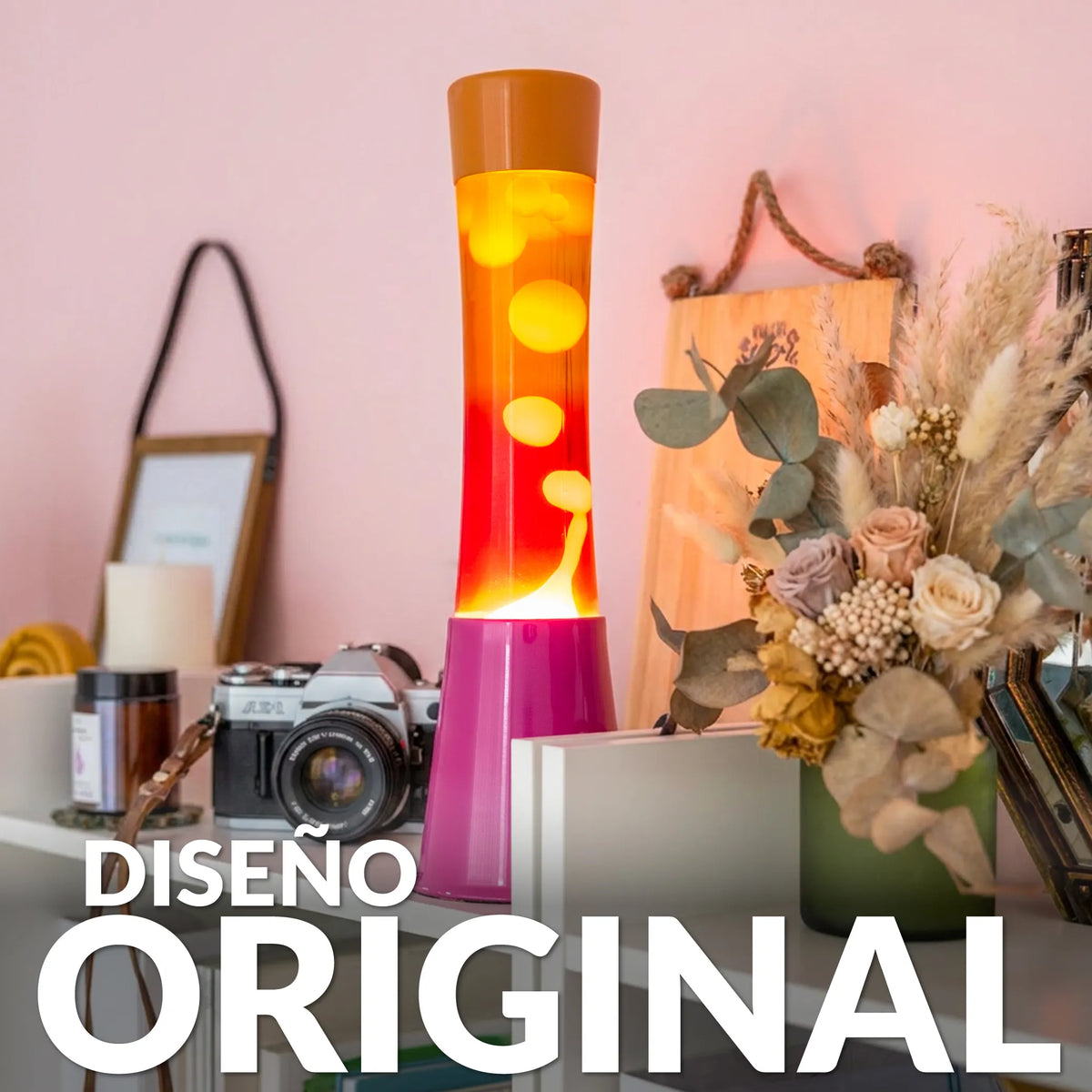 Lámpara de lava degradado rosa y naranja