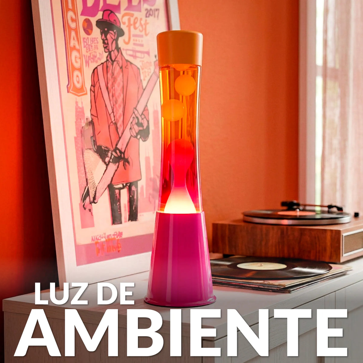 Lámpara de lava degradado rosa y naranja