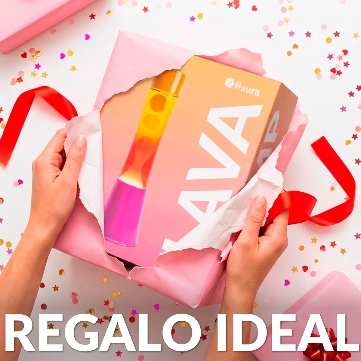 Lámpara de lava degradado rosa y naranja