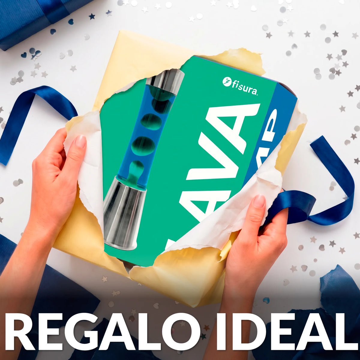 Lámpara de lava verde y azul
