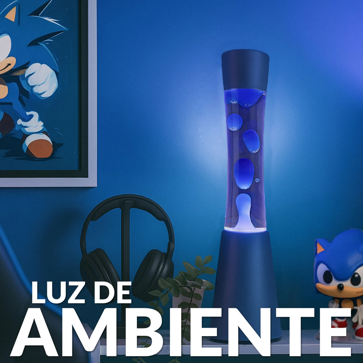 Lámpara de lava monocromática azul
