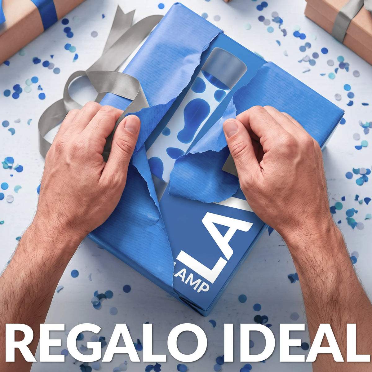 Lámpara de lava monocromática azul
