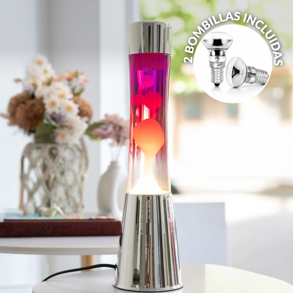 Lámpara de lava degradada rojo y blanco