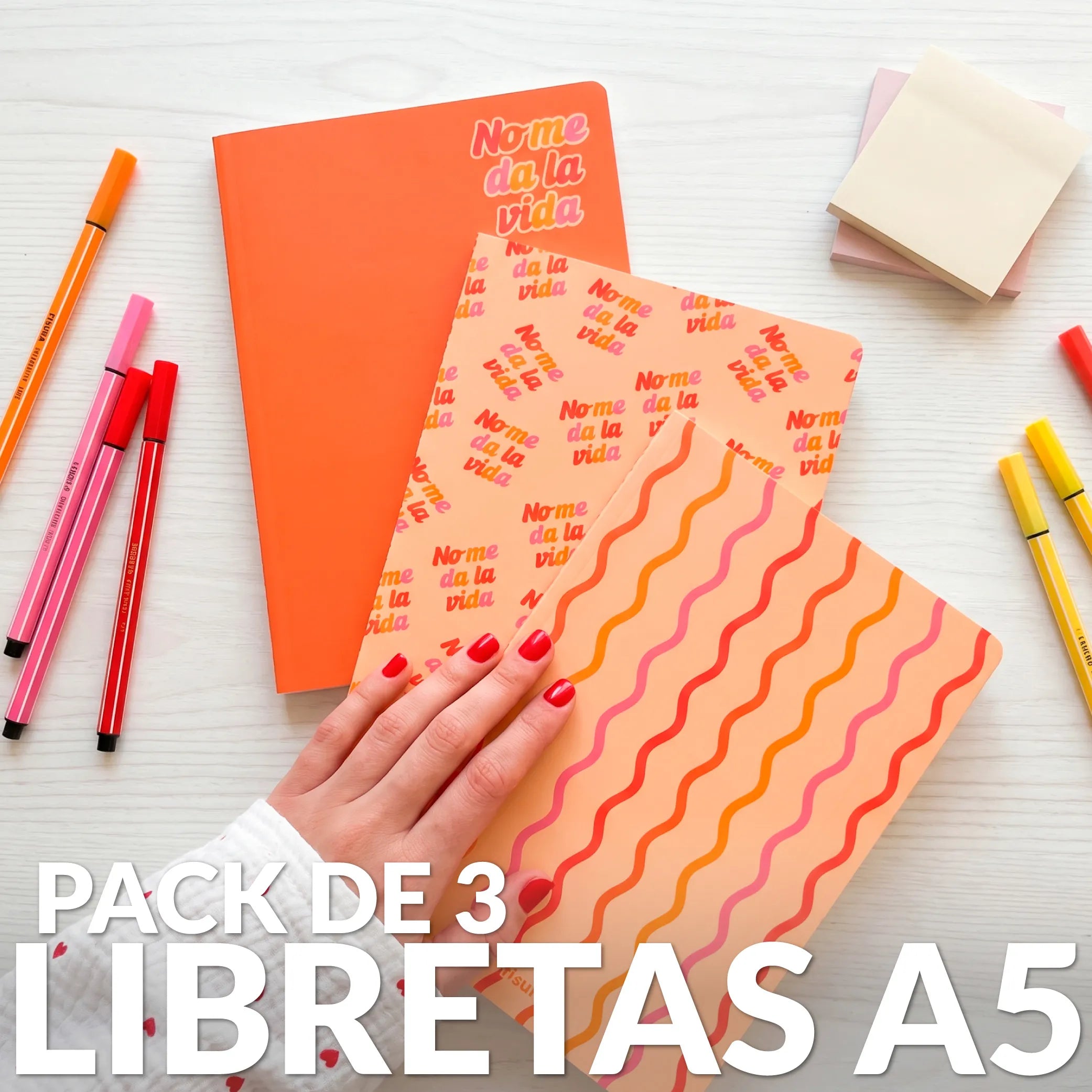 Libreta A5 “No me da la vida” pack de 3