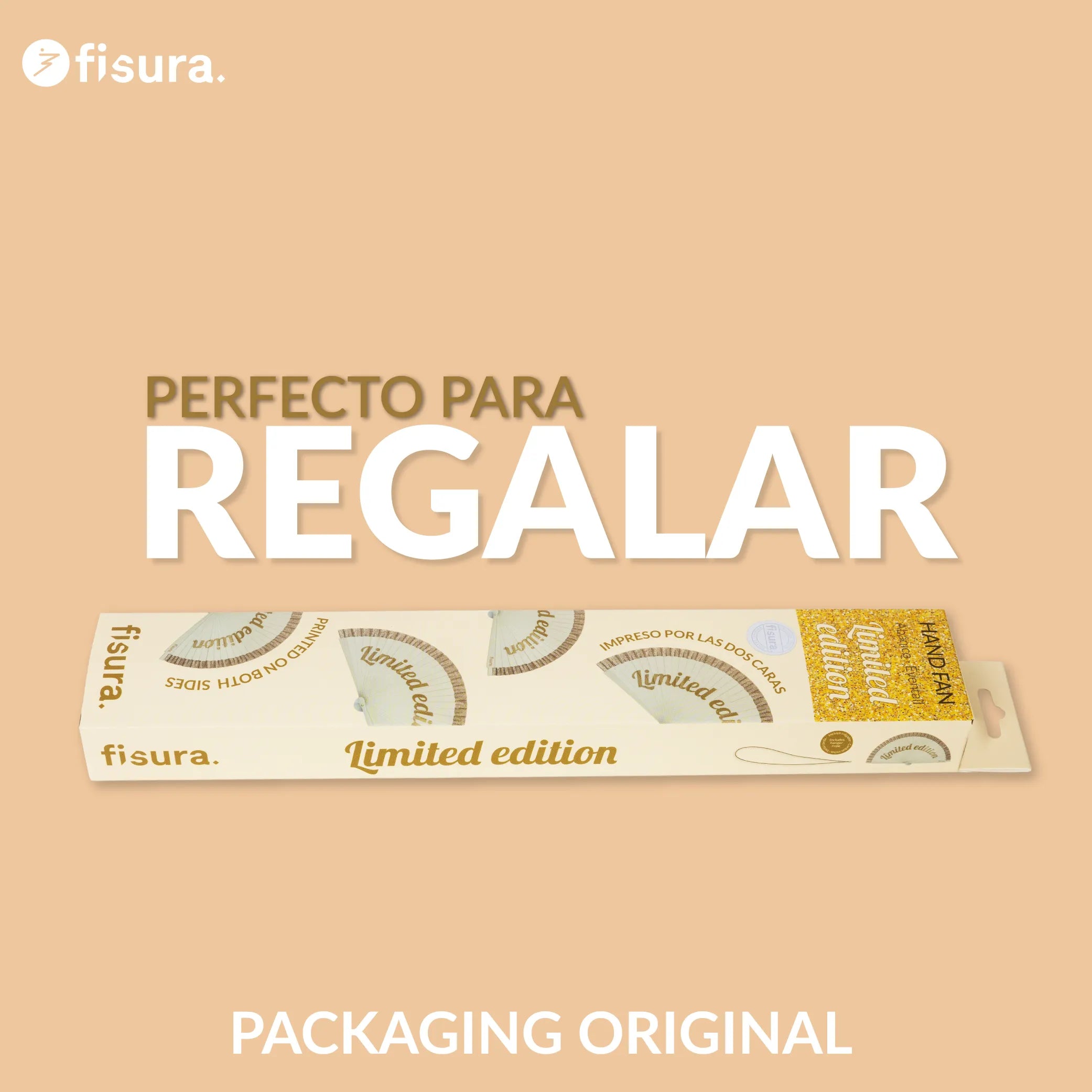 Abanico pintado “Limited edition” purpurina dorada