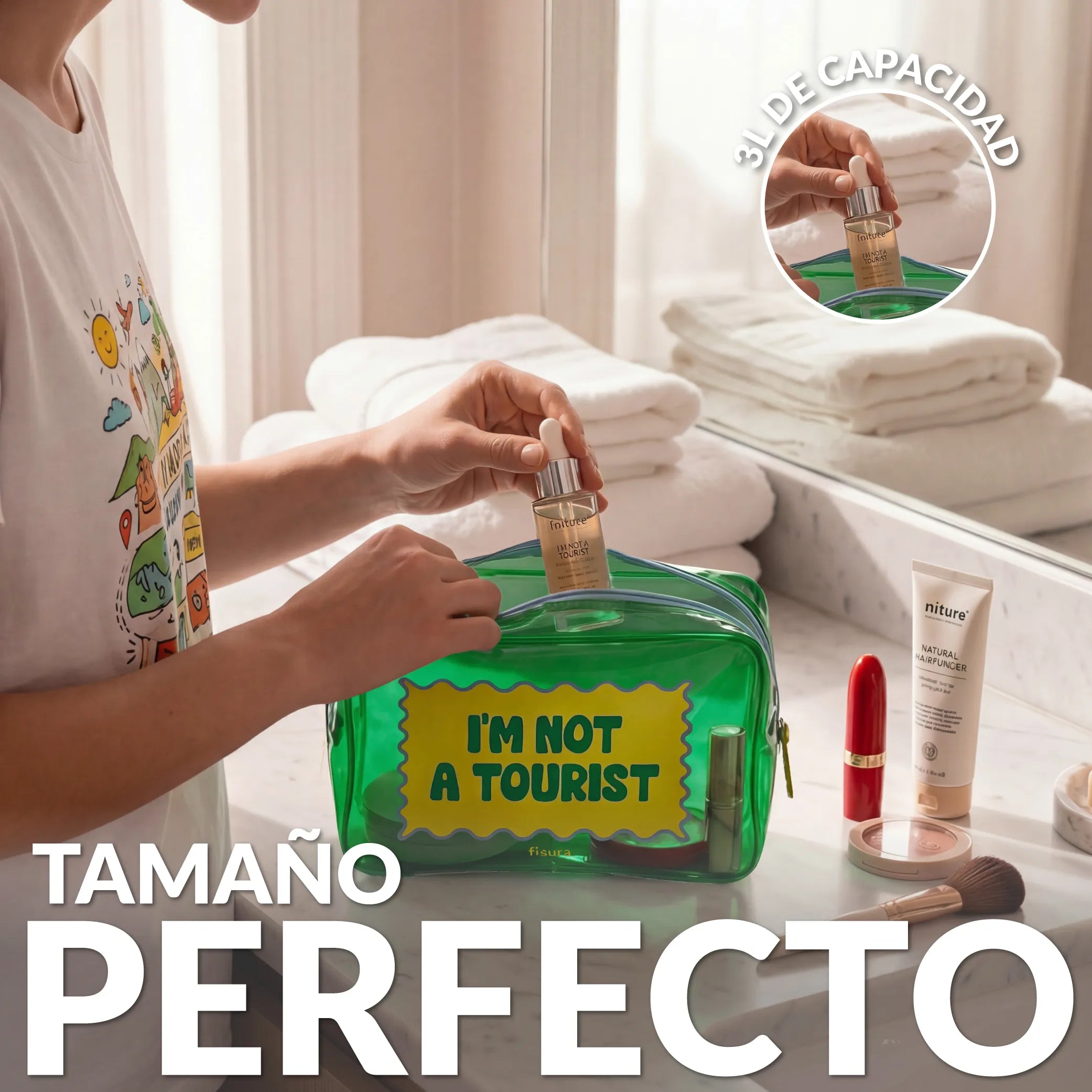 Neceser de viaje "I´m not a tourist”