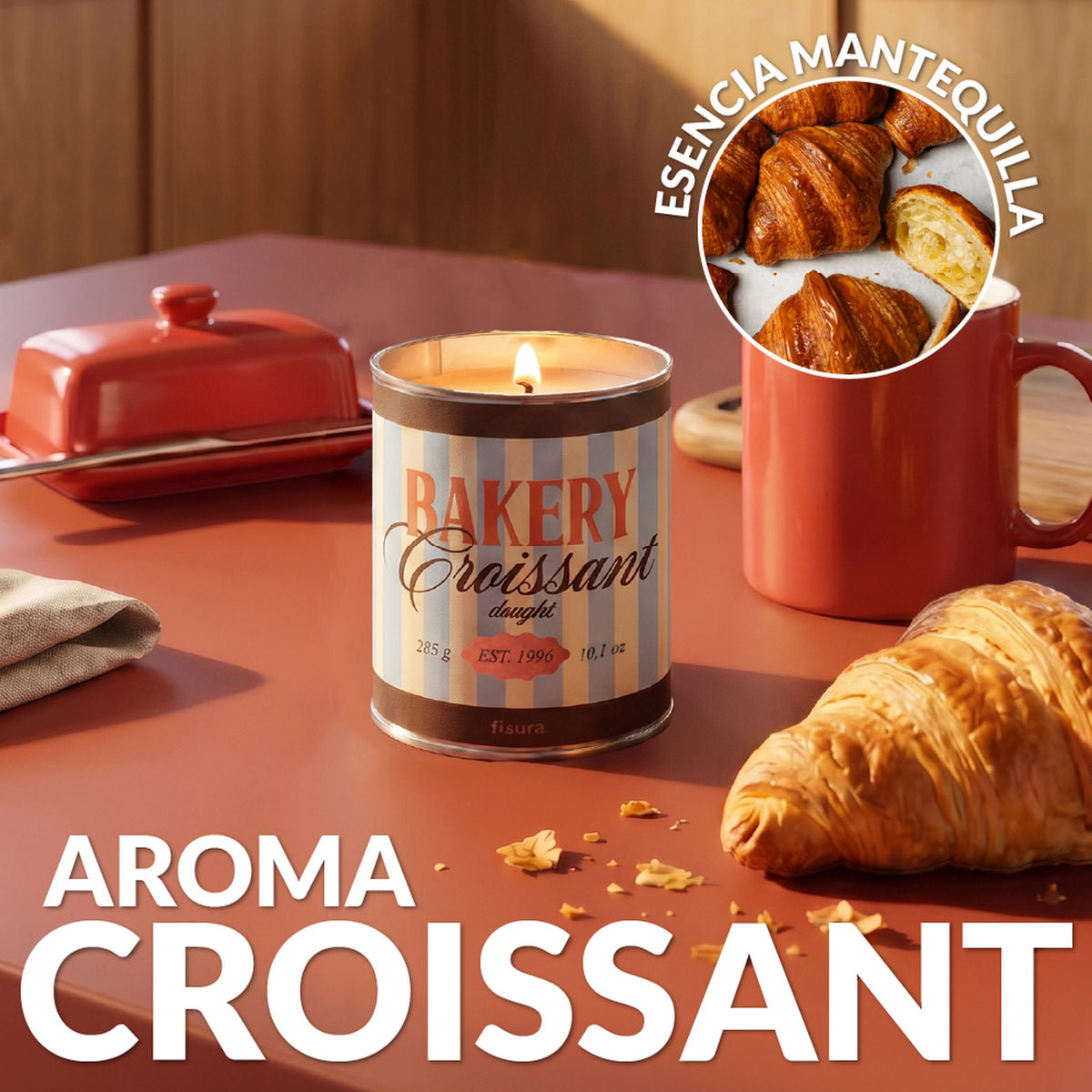 Vela en lata de metal “Bakery croissant” – croissant de mantequilla