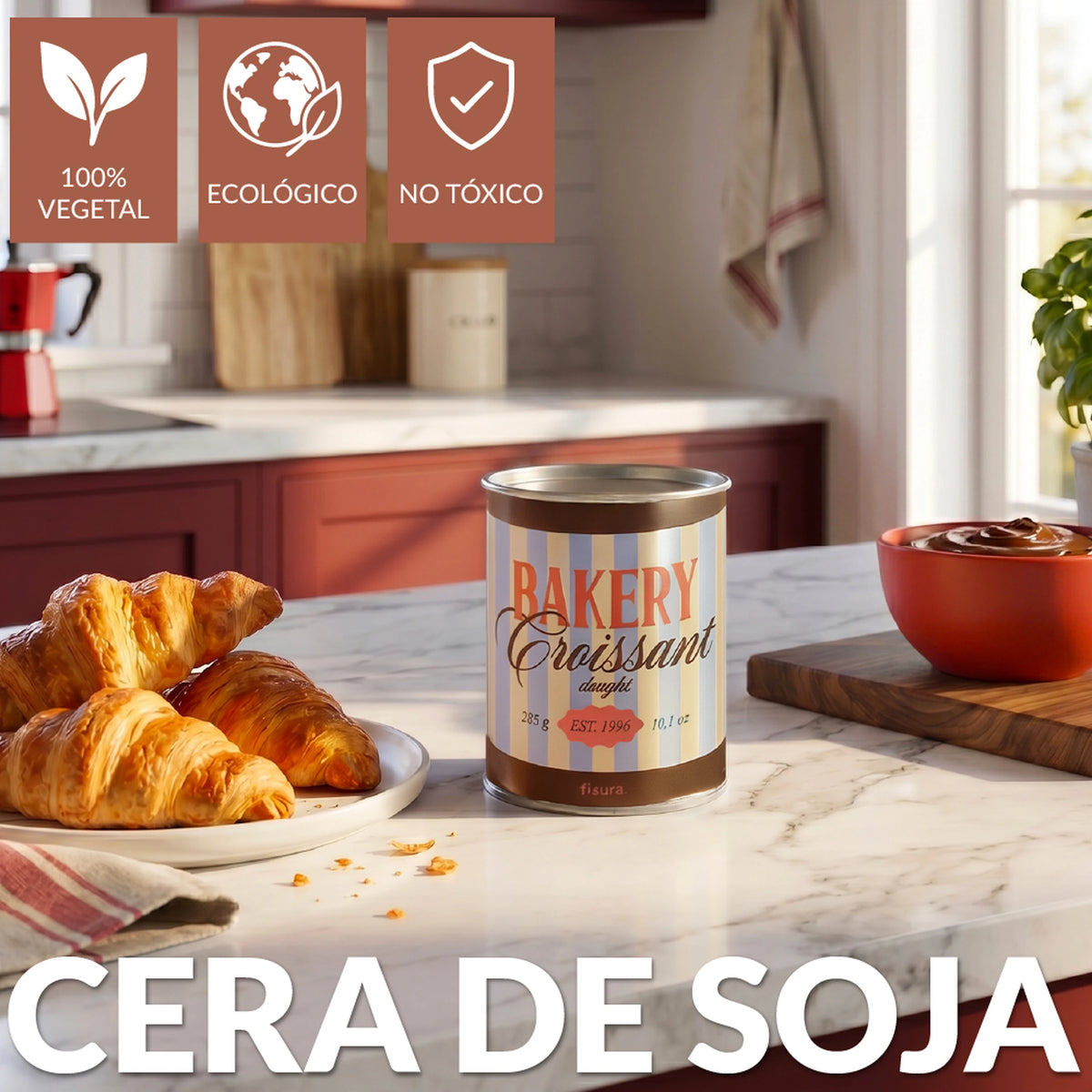 Vela en lata de metal “Bakery croissant” – croissant de mantequilla