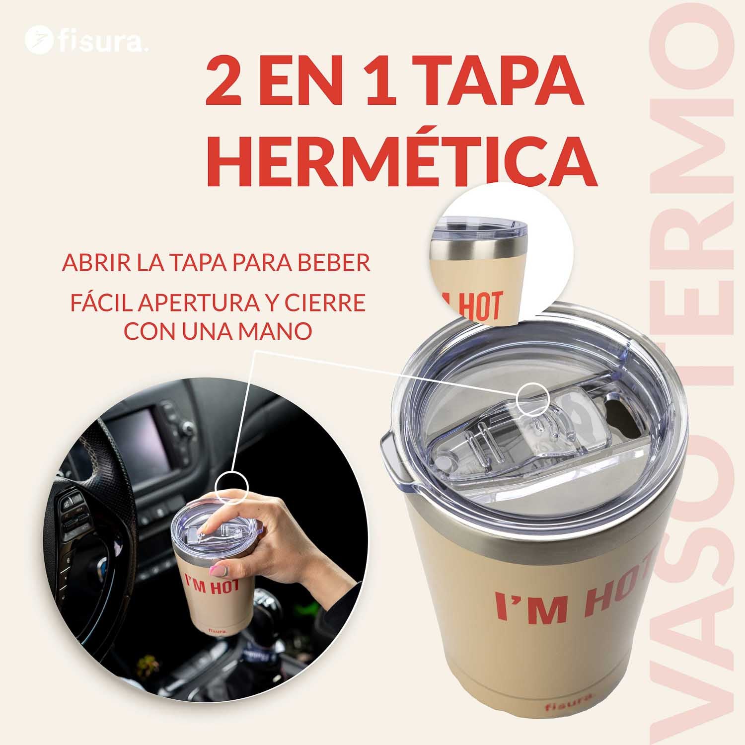 Vaso termo “I’m hot” beige