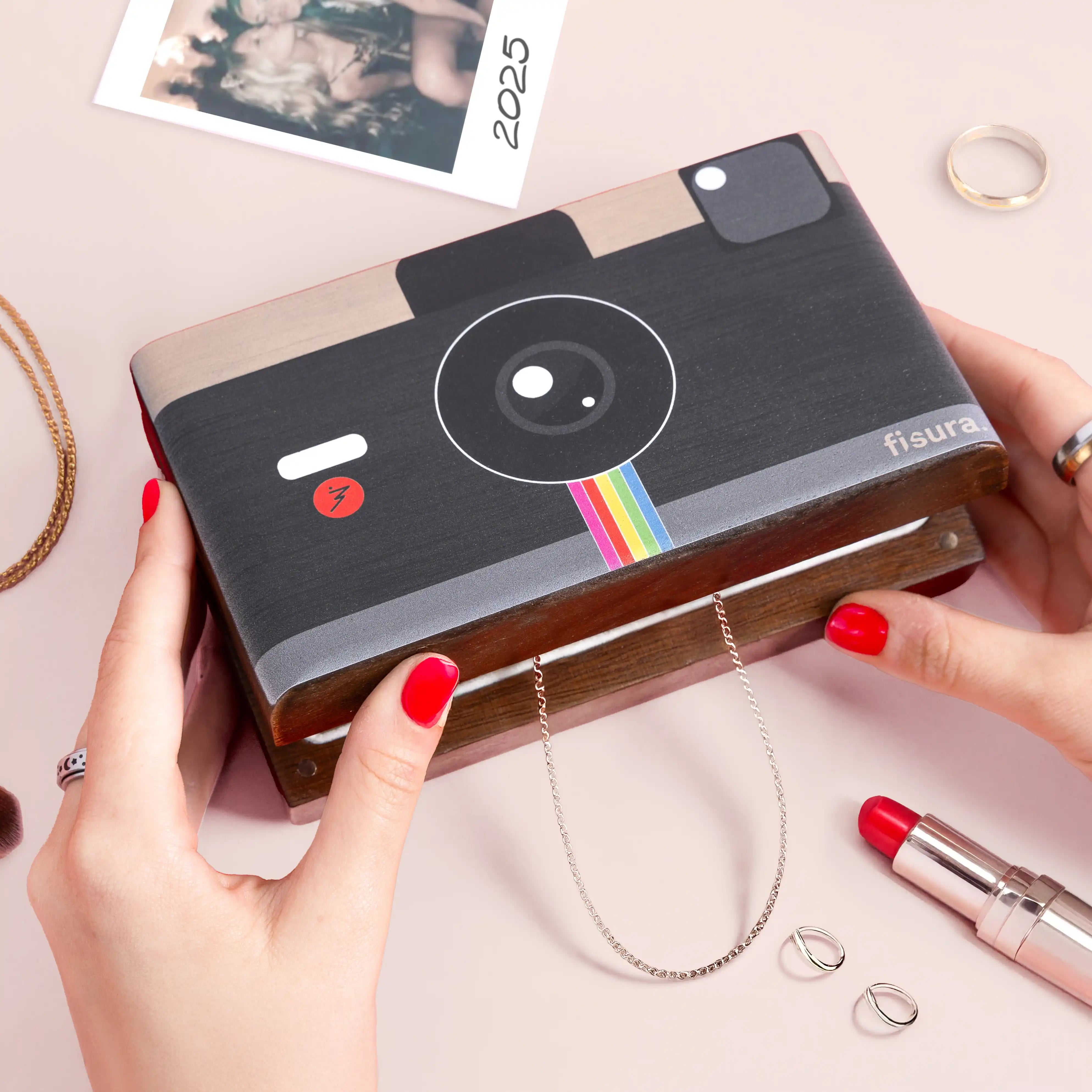 Joyero cámara retro multicolor